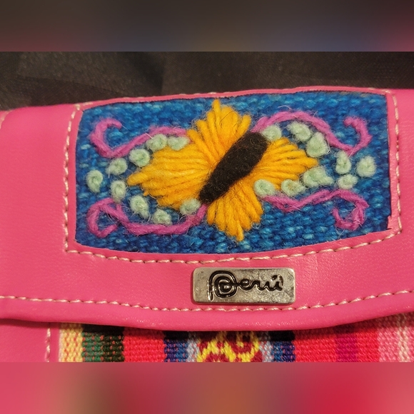 Peruvian Handmade Textile Small Pink Leather Wallet - Picture 2 of 11